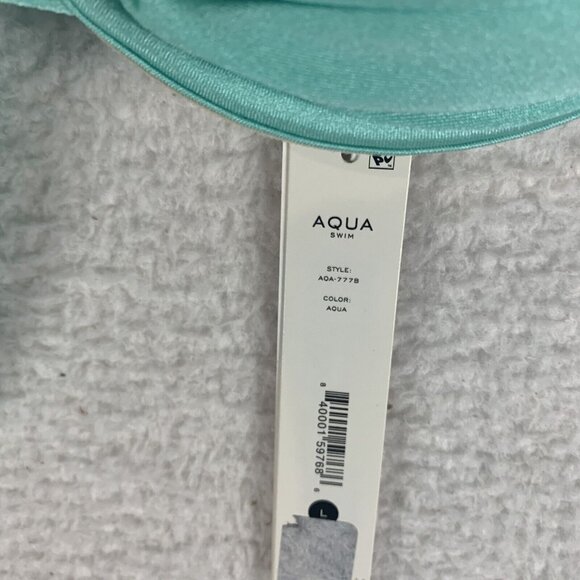 Aqua Swim Ruched Underwire Bikini Top Women's Large Aqua Polyester Stretch S9809 - Picture 2 of 5